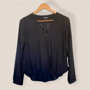 DYNAMITE Black Wrap Blouse